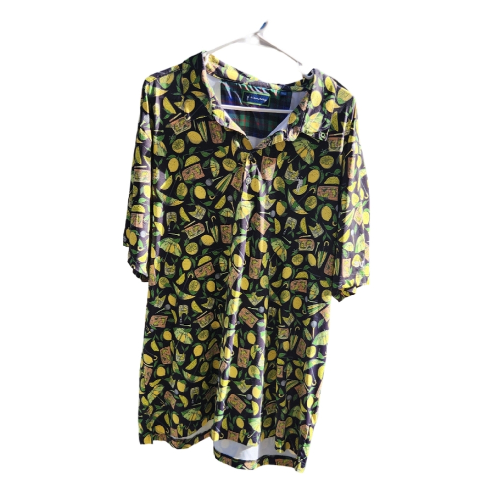 Men's Lemon Print Polo Golf Shirt XXL